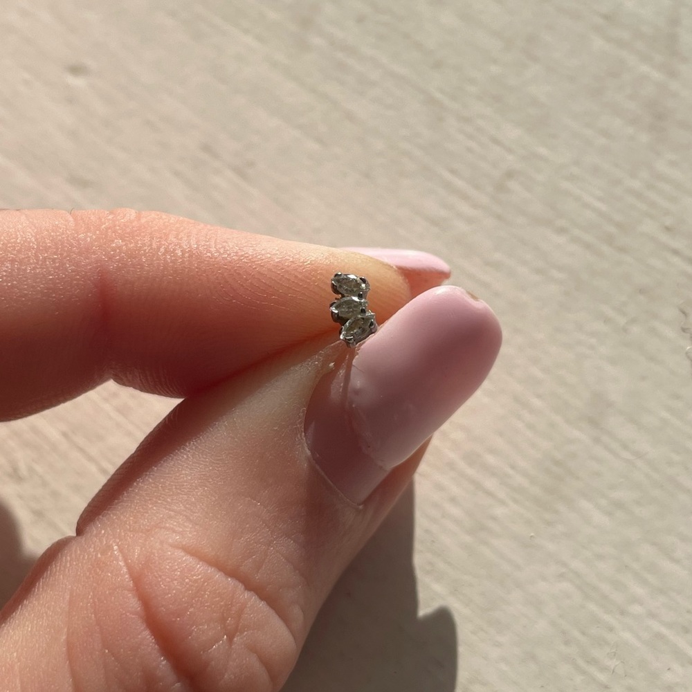 BVLA 14k white gold 3 stone marquise fan earring